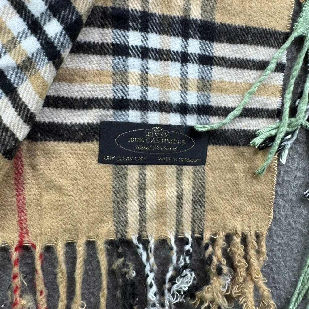 HGB Cashmere Scarves Unisex OS Lot Of 3 Plaid Made‎ Germany Fringe Neckwear Soft